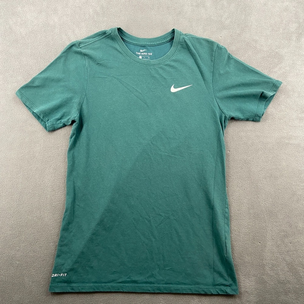 Nike Athletic T Shirt Sz Small Teal Dri Fit Cotton Sweat‎ Wicking Crew Neck